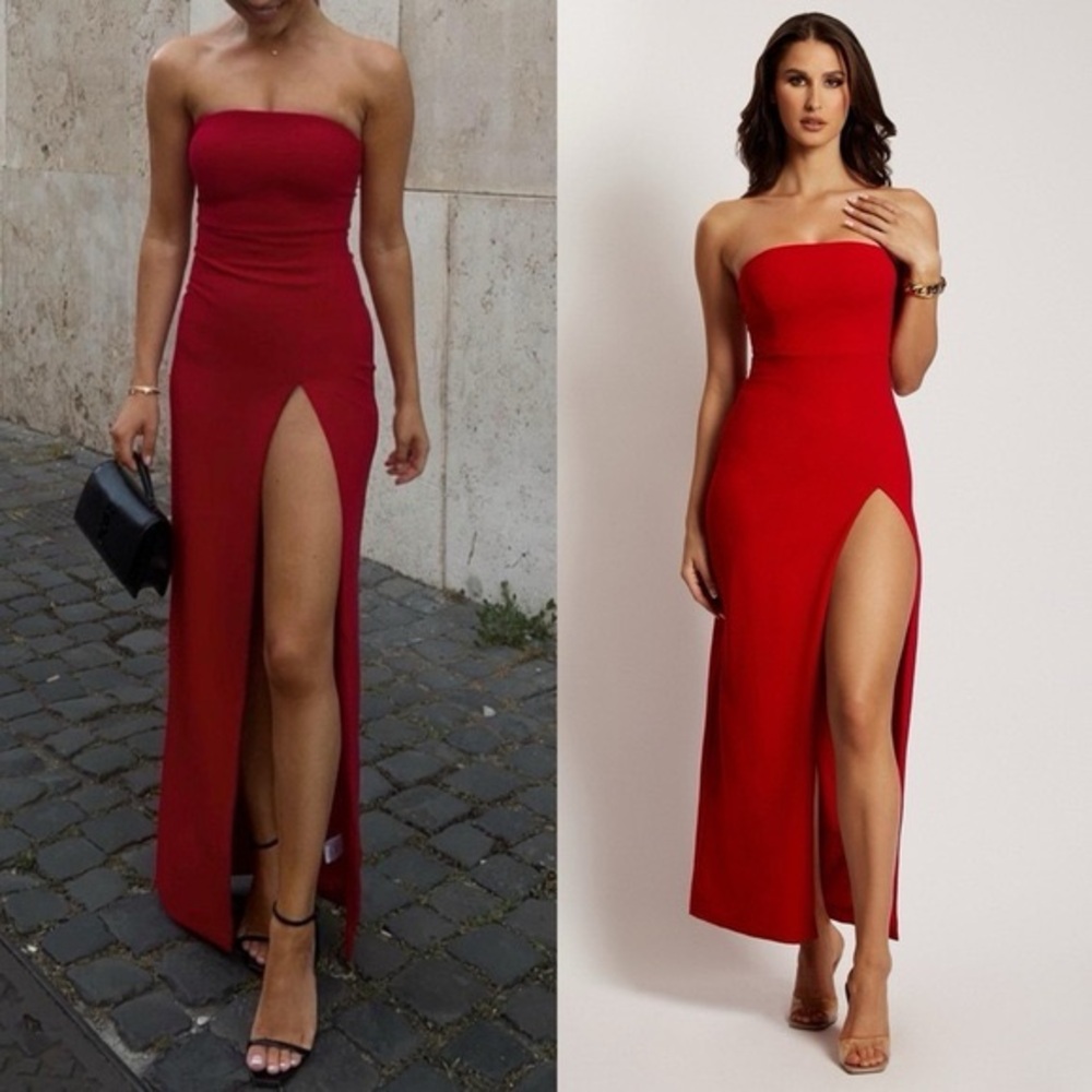 Meshki Rachel Maxi Split Front Dress Red - Size M - Picture 4 of 15